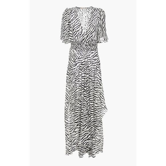 Maje Rachelle Shirred Zebra Print Jacquard Maxi Dress Size 34 XS - Picture 3 of 16